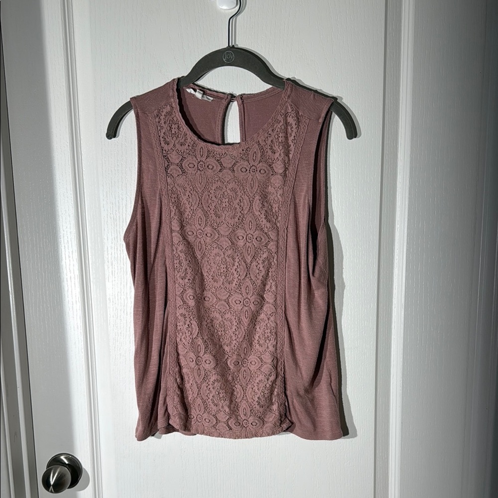 Maurices Elegant Lace Sleeveless Top - Mauve - Picture 1 of 5